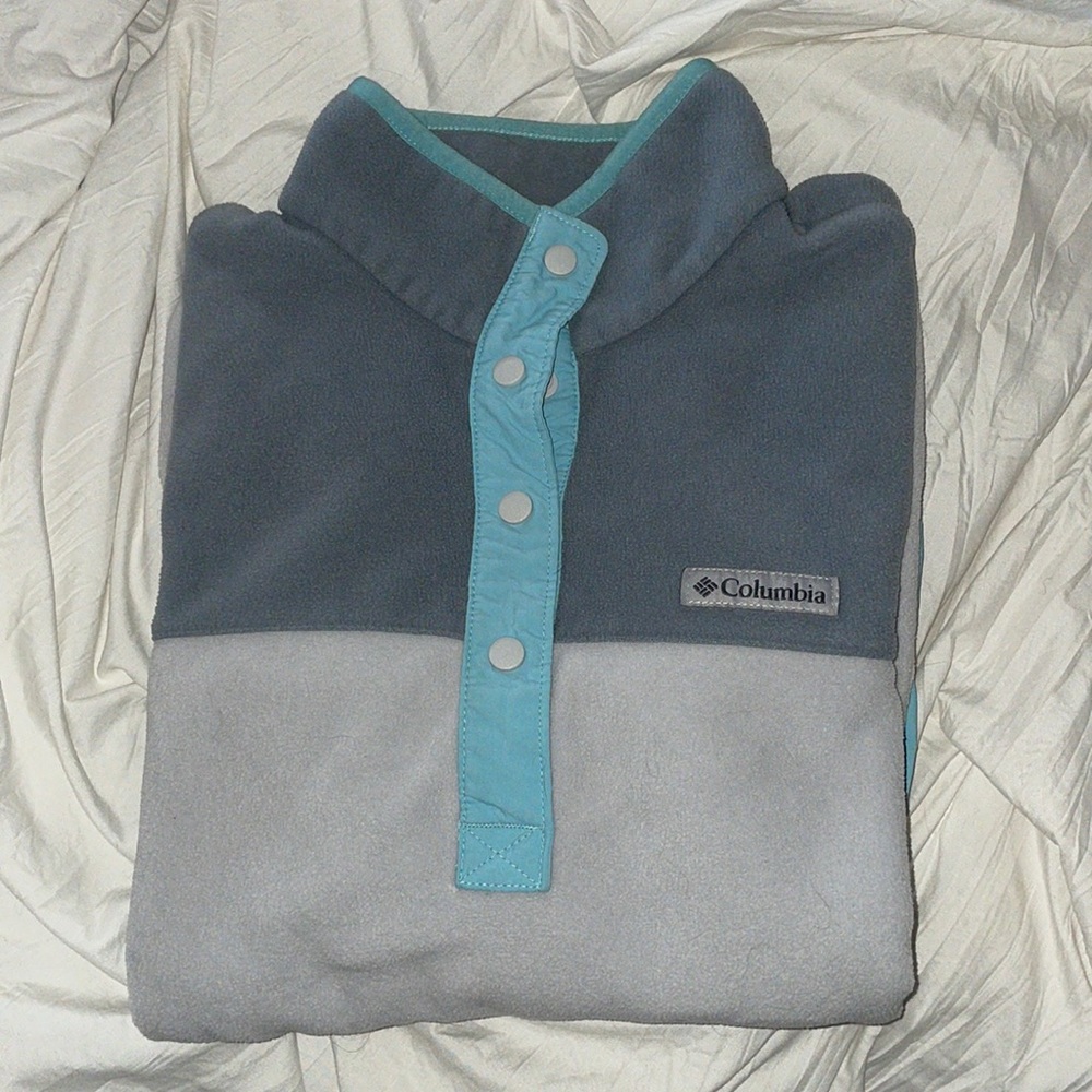 Size Small Columbia button-up fleece - grey with blue
